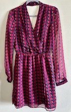Adelyn Rae Pink & Purple Sheer Geometric Wrap Dress