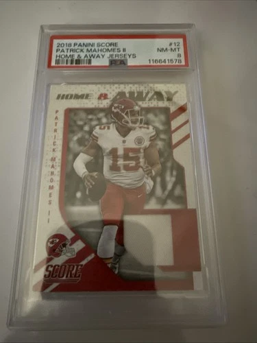 2018 Panini Score Patrick Mahomes II Home & Away Jersey Card KC Chiefs PSA 8 NM