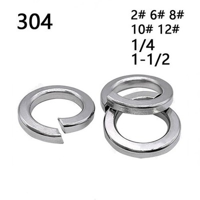 304 Stainless Steel Spring Lock Washers DIN127 2# 4# 6# 8# 10# 12# 1/4 5/16 3/8