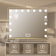 LED Hollywood Makeup Mirror Large Vanity Light Mirror with Dimmable LED Bulbs
