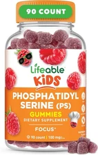 Lifeable Phosphatidylserine ps100 Kids | 100mg Kids Focus Gummies | Great Tas...