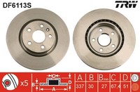2X Bremsscheibe TRW Single DF6113S FüR Opel Saab Insignia J62 G09 Sports Tourer
