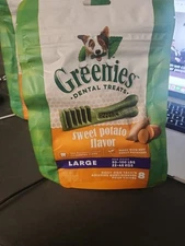 Greenies Large Natural Sweet Potato Flavor Dental Dog Treats, 12 oz., Count of 8