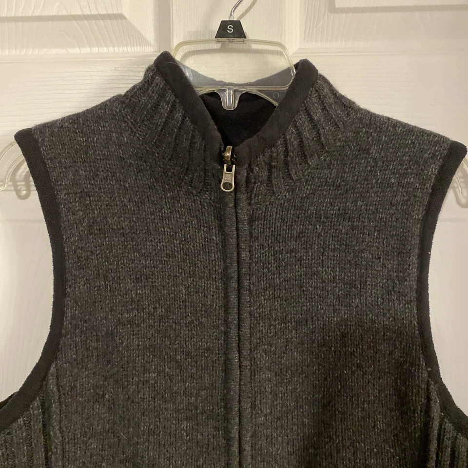 Chaleco de lana Gander Mountain para hombre grande de cordero gris cremallera completa acanalado Foto 2 de 4