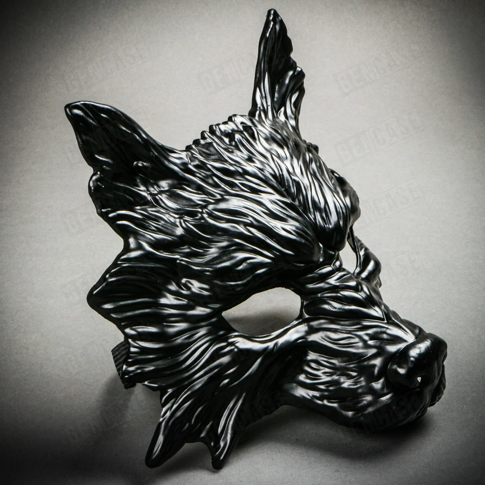 Wild Wolf Animal Full Face Masquerade Mask Scary Halloween Party Masks - Black - Image 3 of 4