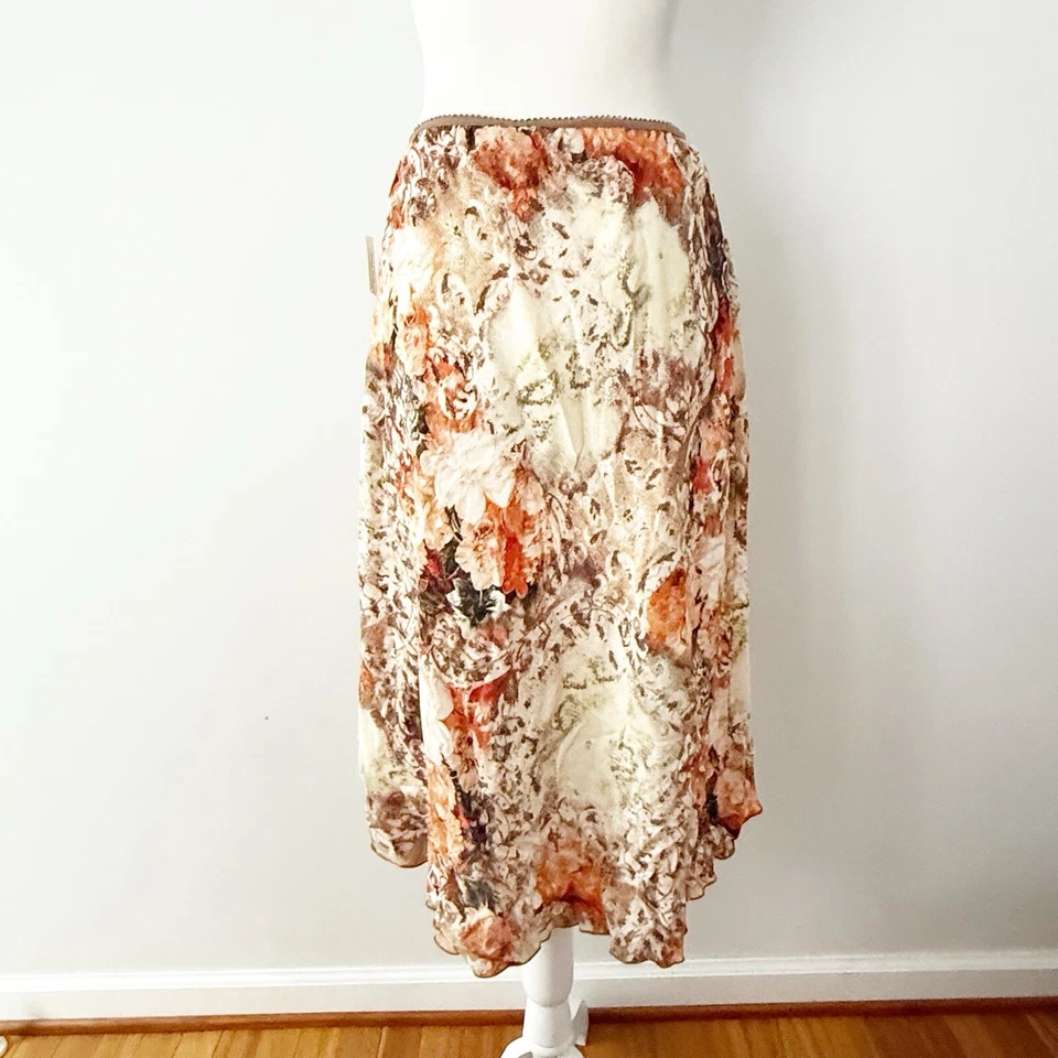 Falda midi vintage floral alta baja para mujer talla 12 nueva con etiquetas Forest Fairy Y2K Foto 4 de 4