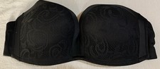 Delimira Bra Black Strapless 38B 38 B Wired Padded 3 Hook Back H097