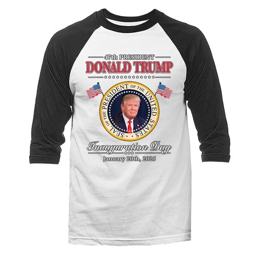 Donald Trump 47th President Inauguration Day Political 3/4 Sleeve Raglan - Picture 7 of 10