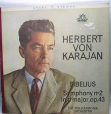 Sibelius Symphony No. 2 (Philharmonia Orchestra, von Karajan) Angel S-35891 blue