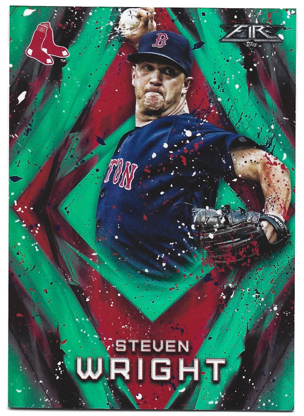 2017 Topps Fire #64 Steven Wright /199 Green Parallel