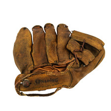 1950s-1960s Vintage Spalding Baseball Glove Shelf Sitter Brown Leather Left Hand