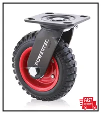 6 In. Swivel Plate Caster Wheels, Heavy-Duty Industrial Plate Casters with Rubbe