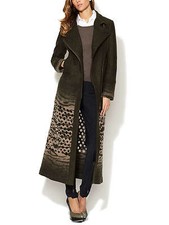 Nwt L.a.m.b. Size 2 Laser Cut Boil Wool Maxi Coat Green $650 Gorgeous!