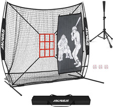 7'X7' Baseball Softball Practice Net,Pitching Net,Batting Net,With Baseball Tee,