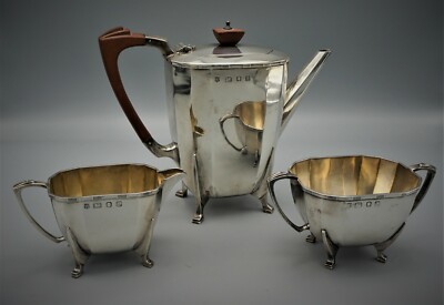 A 3-PIECE STERLING SILVER COOPER BROTHERS ENGLISH ART DECO TEA SET ...