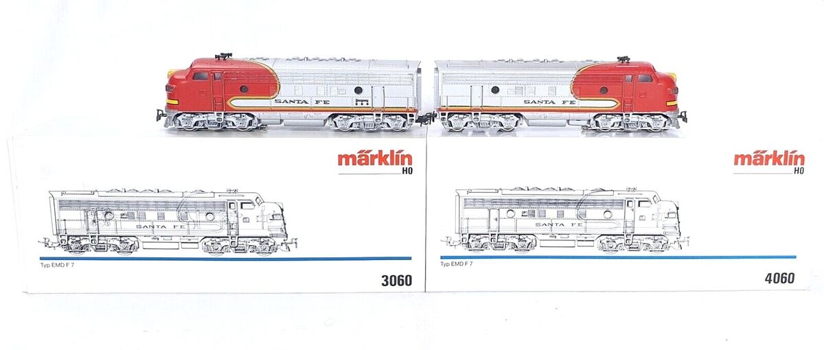 Marklin AC HO USA SANTA FE EMD F7 DIESEL LOCOMOTIVE 3060 + Marklin AC HO USA SANTA FE EMD F7 DIESEL LOCOMOTIVE 3060 +