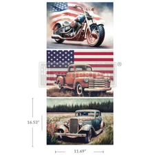 All American | A3 Fiber Decoupage Pack | Patriotic | Redesign with Prima