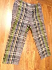 Womens Talbots 14P Silk Blend Plaid Dress Pants Crop Blue Multicolor Capri