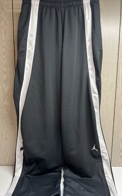 Nike Air Jordan Warm-Up Pants Men's M Gray White Stripe Jumpman Toggle-Ankle