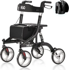 HEAO Rollator Walker for Seniors,10" Wheels - Black