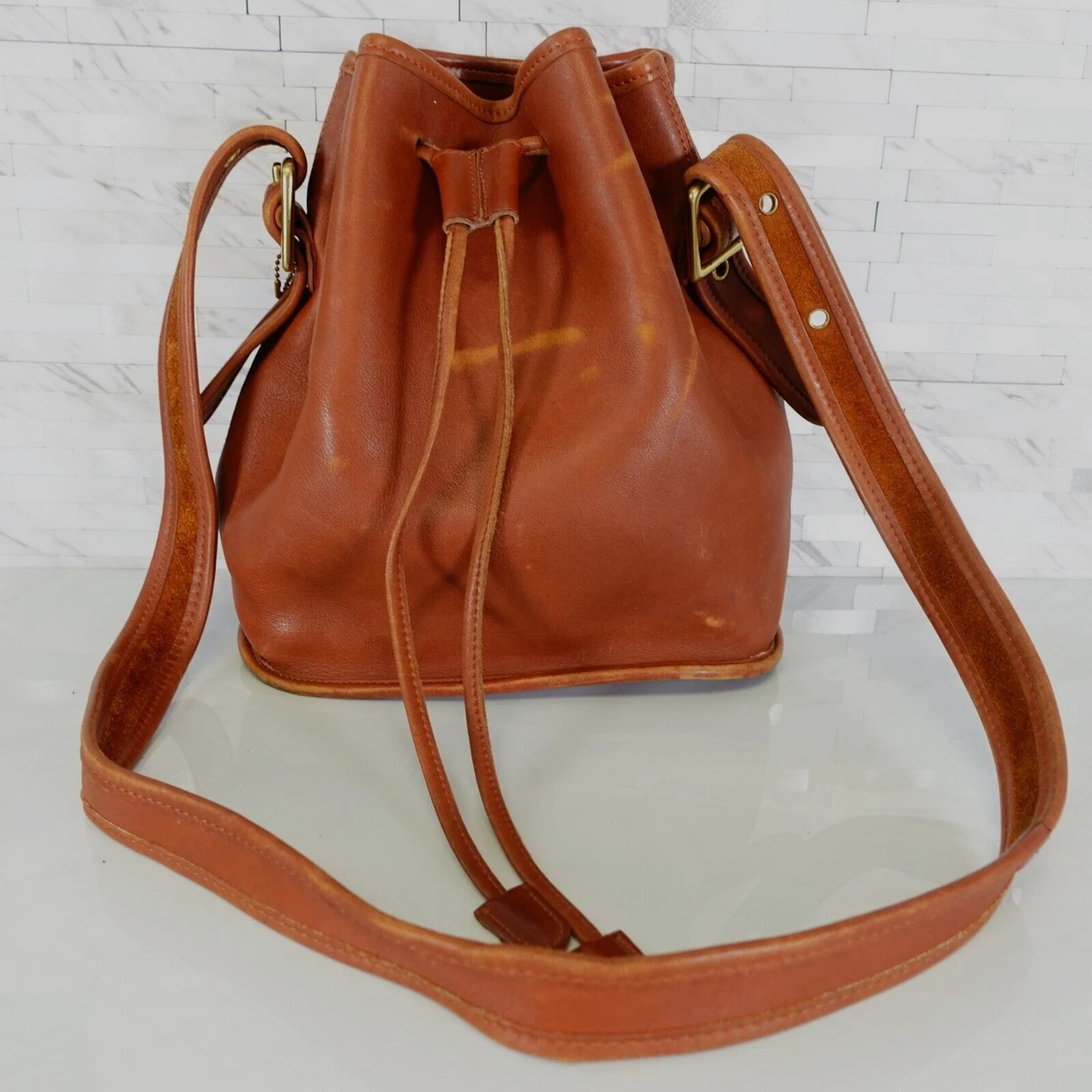 Vintage COACH brown leather bucket bag holidayvillagekandla.com