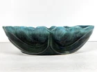 Vintage Hull Green Oval Pottery Planter F77 Green Blue Drip Bowl 10"X 5.5" USA