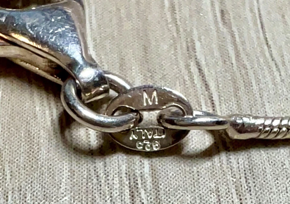 Collar Corazón Hinchado Deslizante Plata Esterlina M Firmado De Diseñador De Colección, 16" Foto 4 de 4