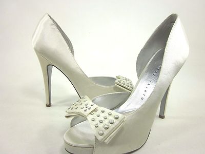 MARTINEZ VALERO WOMEN'S OPHELIA FASHION PUMP, IVORY SATIN, US SIZE 8.5 MEDIUM