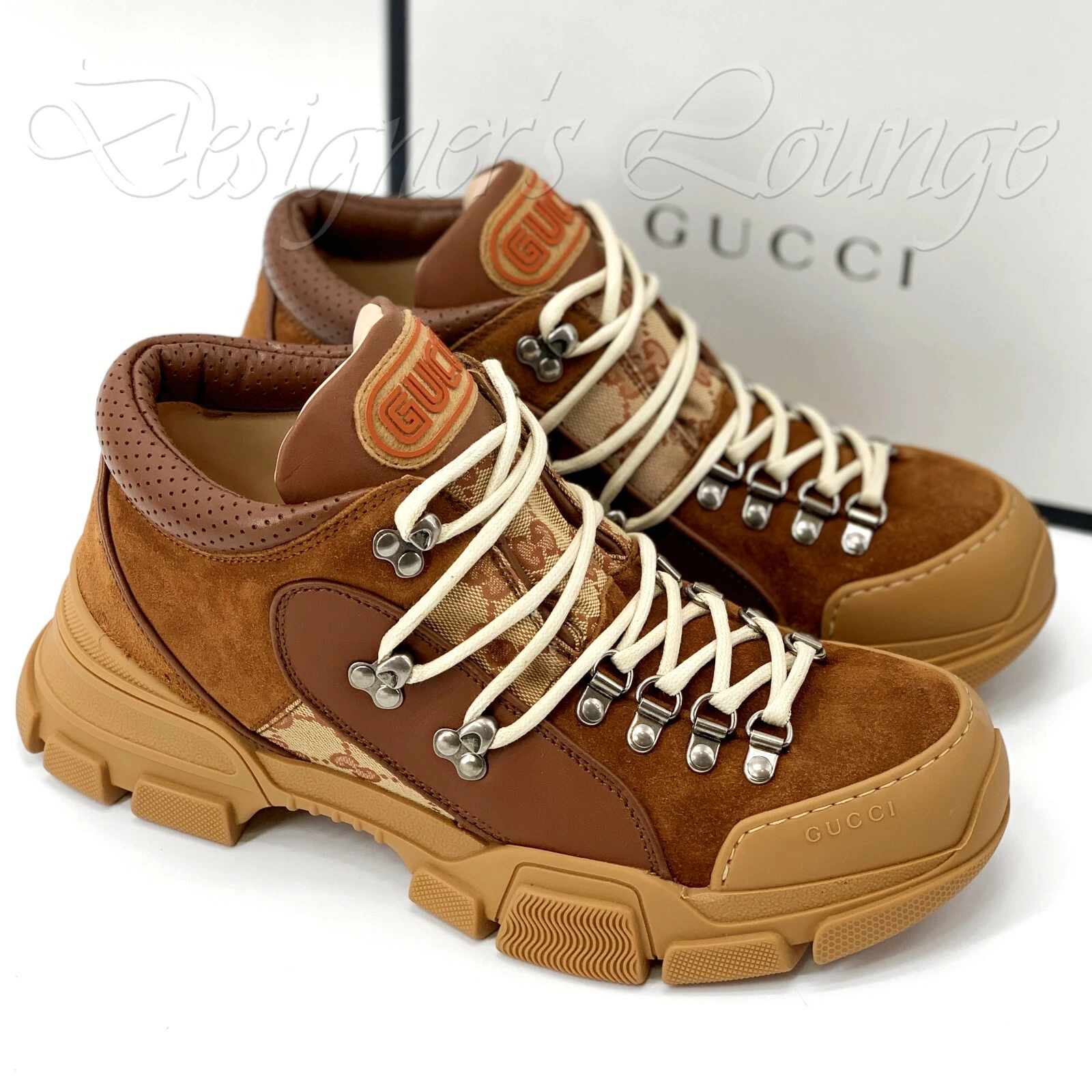 NOUVELLES BASKETS EN CUIR GUCCI FLASHTREK GG homme en toile 7,5 G / US 8 authentiques