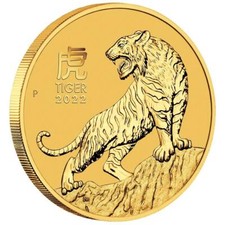 Year of the Tiger Gold Coin (3rd) Lunar III 2022 Australia Bullion Coin 1/4 oz BU 3358.80 per troy oz