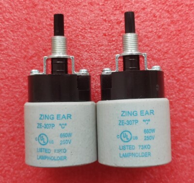 2X ZE-307P Turn Knob Rotary Bulb Lamp Socket Replacement Switch E26 E27 - On Off