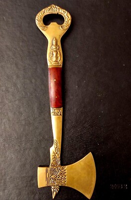 ANTIKER KAPSELÖFFNER   AXT  THAILAND   BRONZE und HOLZ   Flaschenöffner-开瓶器-