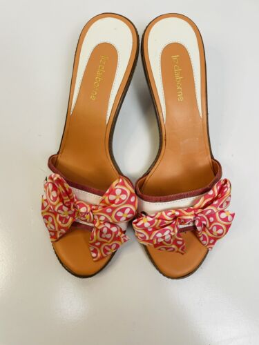LIZ CLAIBORNE Leather Slide Sandal Bow Accent Size: 9M NEW - No Box - Picture 2 of 5