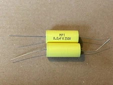 2 New 8 uF 250V Supertech MPT Film Audio Signal Crossover Capacitors 8.0 (Qty)