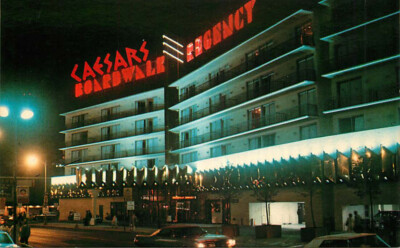 Postcard Night View Ceasars Boardwalk Regency Hotel Casino