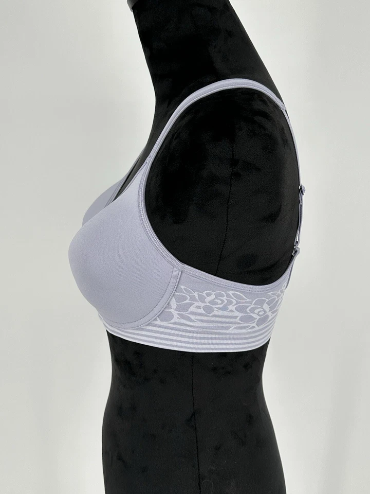 NEW Breezies Women’s 36B Floral Stripe Seamless Wirefree T-Shirt Bra Wisteria￼ - Image 4 of 4