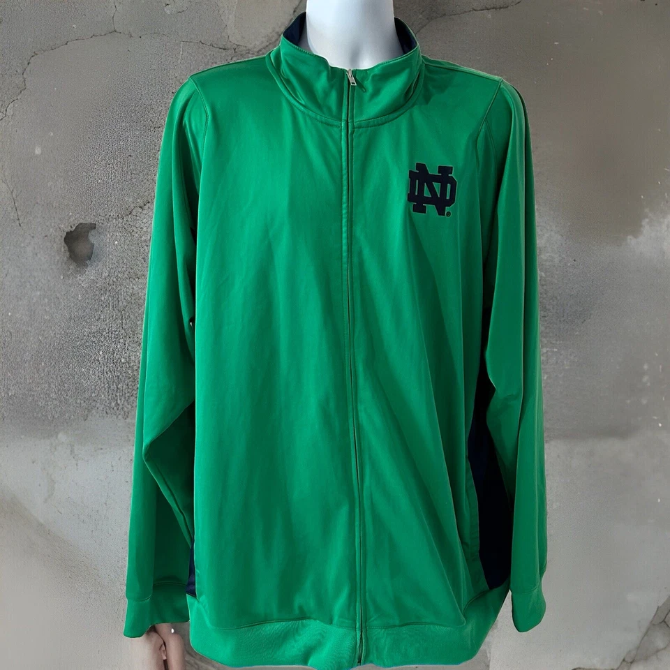Vintage Notre Dame Full Zip Jacket Men 2XL Green Genuine Stuff Embroidered Logo - Image 4 of 4