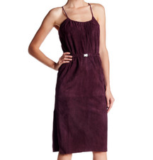 Halston Heritage Genuine Suede Cami Dress Port NWT $1,195