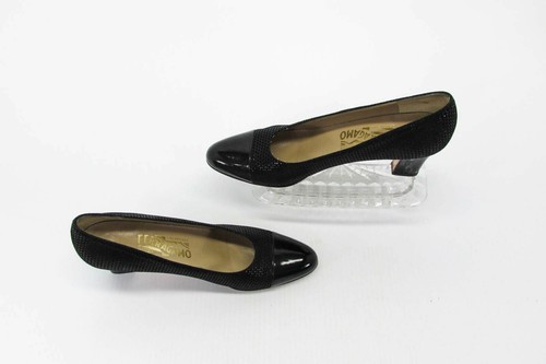 Salvatore Ferragamo Womens Shoes A65RA Size 9 AAA Pump Cap Toe Heel Pre Owned xq - Picture 9 of 12