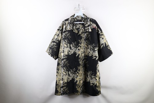 Vintage 90s FUBU Mens Size 3XL Spell Out Baggy Fit Abstract Flower Button Shirt