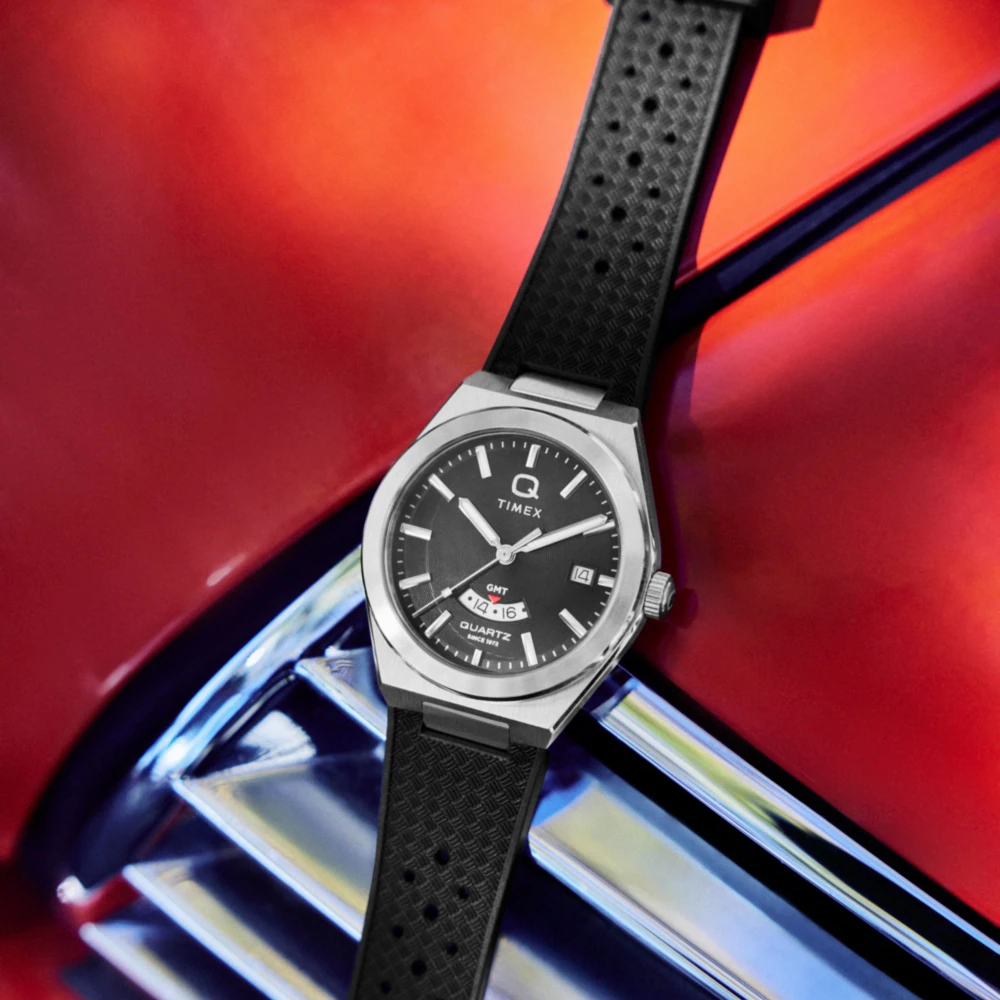 Q Timex Continental GMT 39mm synthetic rubber strap watch