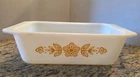 Vintage PYREX Bread Loaf Pan Gold Butterfly Flowers 913  10” x 4.5" x 3”