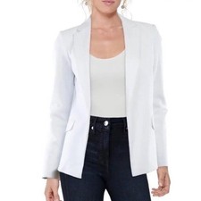 NWT Calvin Klein Size 8 Women's White Open Front Jacket Blazer Pockets MSRP 139