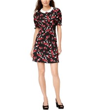maison Jules Womens Floral Shift Dress, blackcombo, 2