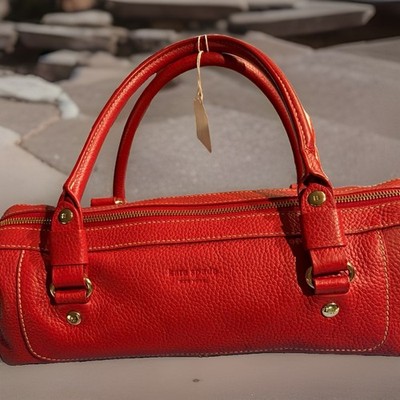 kate spade new york Red Pebbled Small Satchel Top Handle Zip Tassel Charm