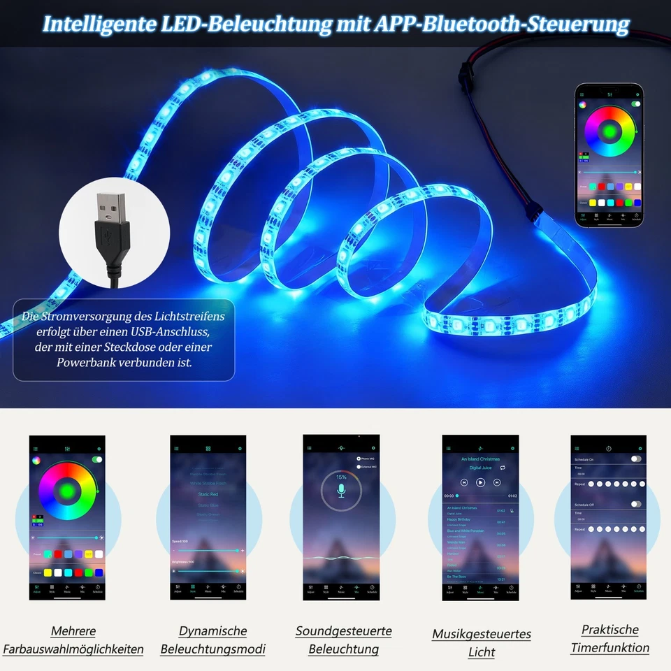 Hochglanz Kommode Sideboard Anrichte mit 4 Schubladen LED Licht Beistellschrank - Bild 4 von 4