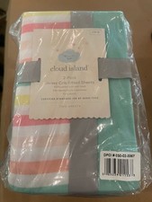 Cloud Island 2-Pack Cotton Jersey Crib Fitted Sheets Teal  Multicolor Stripe