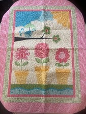 Handmade Baby Crib/Wall Hanging  Chance of Flowers  Quilt