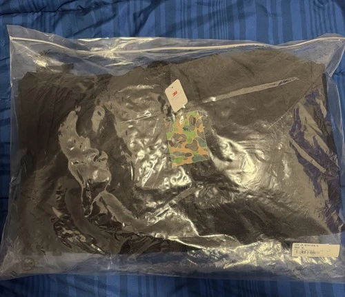 BAPE Line Camo Quilted Nylon Shark Full Zip Jacket Black Men’s XL NEW image 5