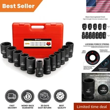 Corrosion-Resistant 3/4 Inch Drive Deep Impact Socket Set - 12 Sizes Included